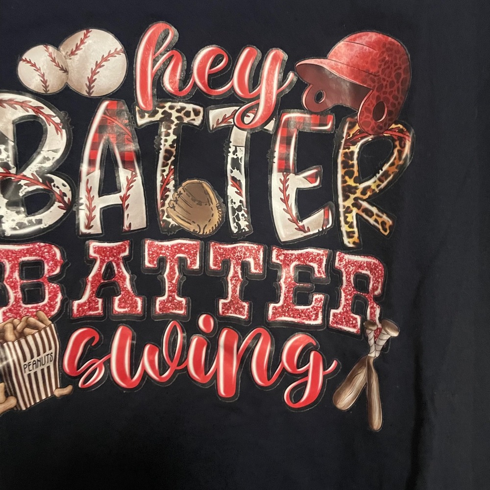 New Womens Navy Blue Hey Batter Batter Swing Baseball T Shirt‎ Size S